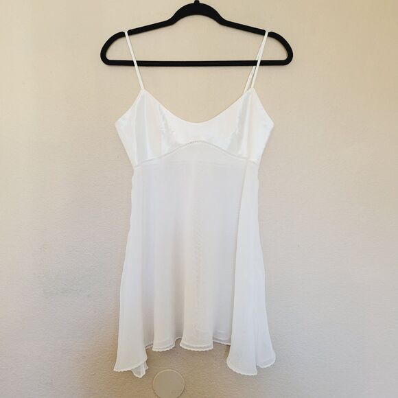 Victoria's Secret Other - Victorias Secret White Ivory Babydoll Slip Mini Dress Womens Medium Satin Sheer